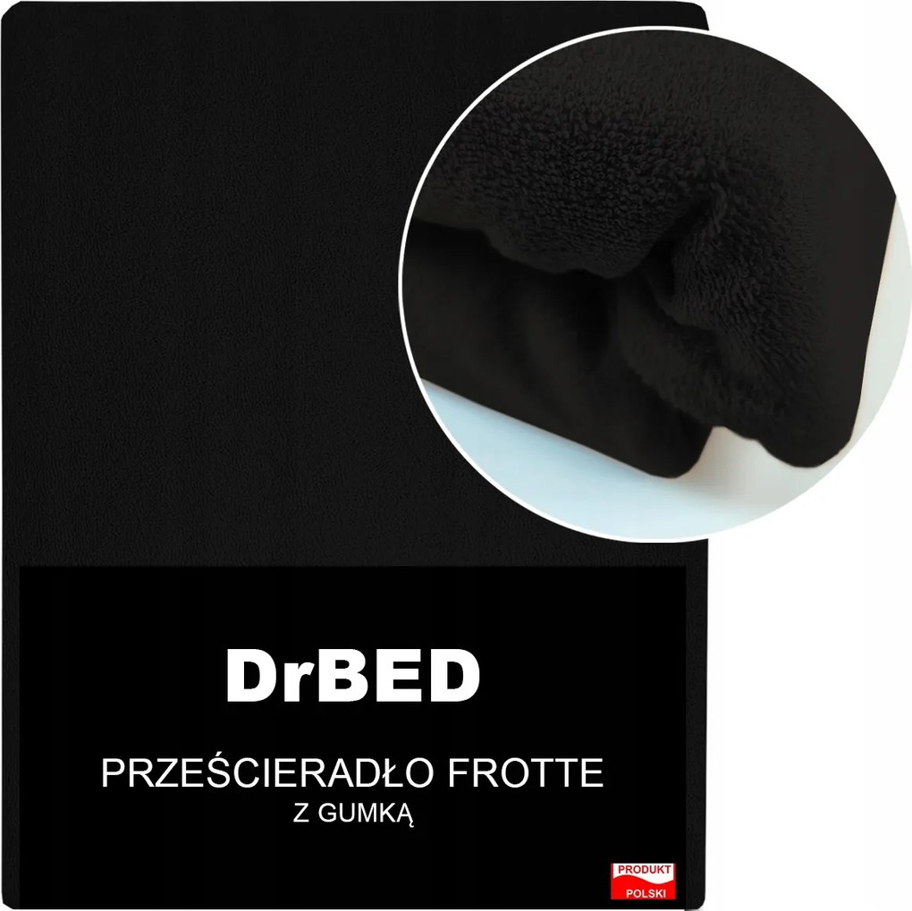 Gumis lepedő 90x200 Frottír Légáteresztő Húsos Fekete Lengyel