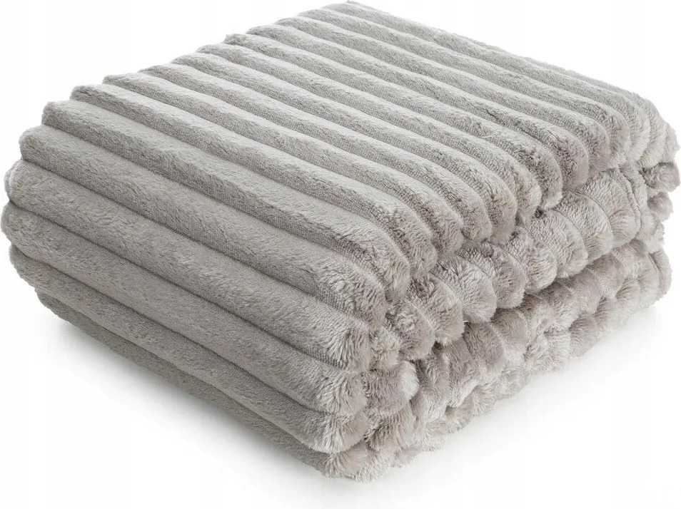 Takaró Soft bézs 220x200 csíkos 3D Meleg Vastag Pléd Ágytakaró Kanapé