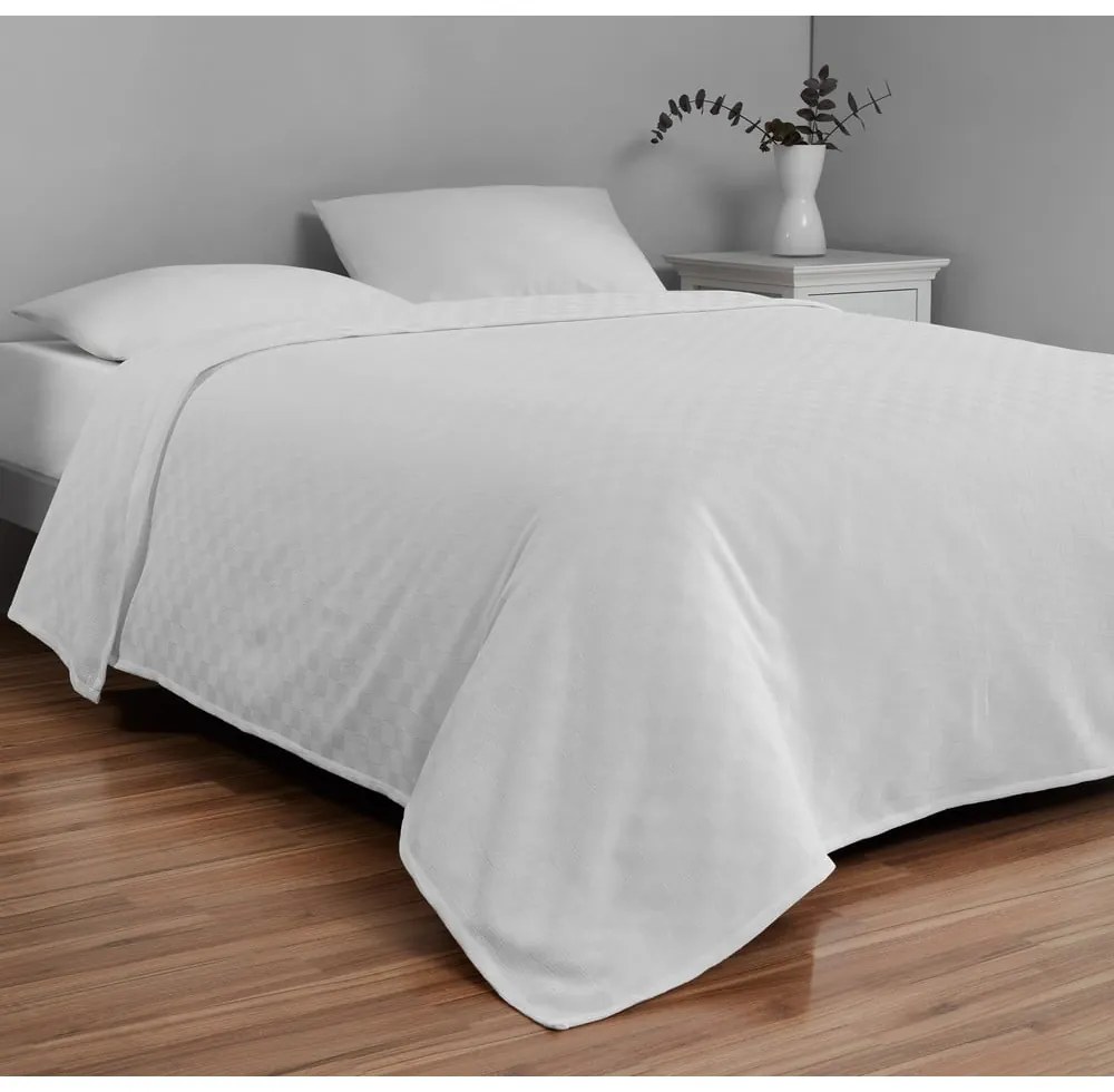 Fehér pamut ágytakaró franciaágyra 200x230 cm Plain – Mijolnir