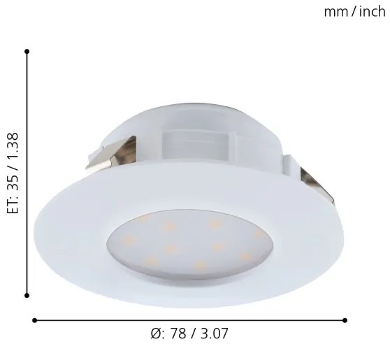 Eglo 95821- KÉSZLET 3x LED Fürdőszobai beépíthető lámpa PINEDA 1xLED/4,9W/230V IP44