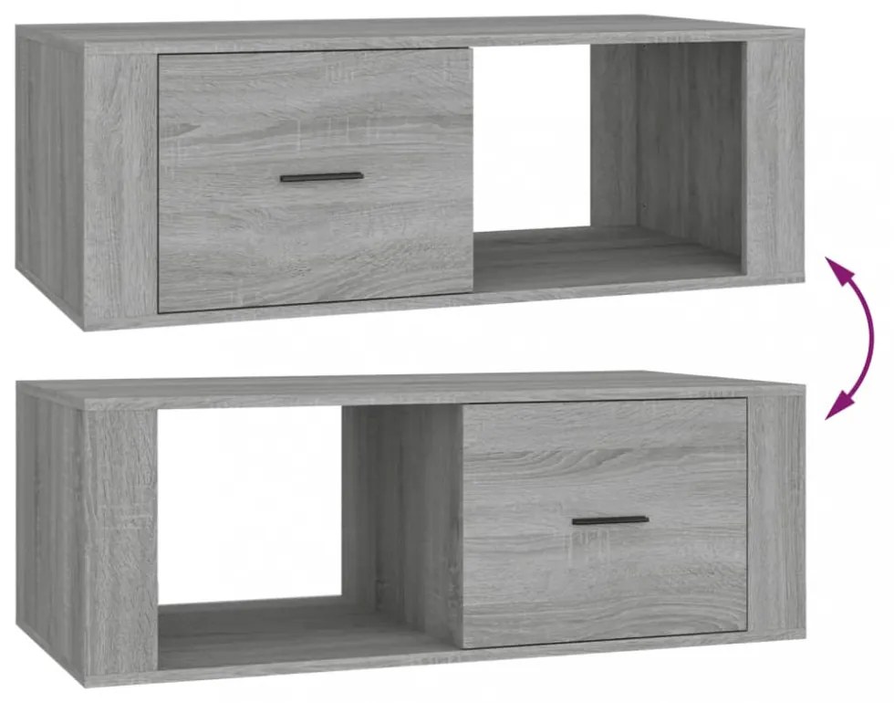 szürke sonoma szerelt fa dohányzóasztal 100x50,5x35 cm