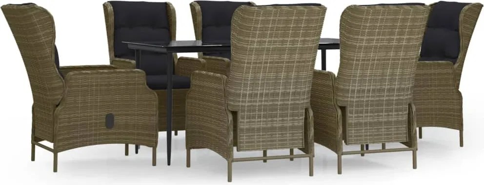 vidaXL 7 részes barna polyrattan kerti étkezőgarnitúra