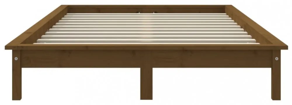 mézbarna tömör fenyőfa ágykeret 140 x 190 cm