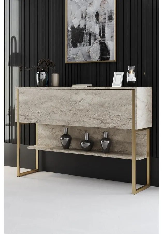 Komód Luxe - Travertine, Gold