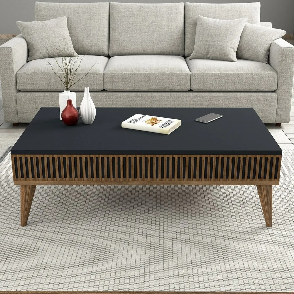 Mila Anthracite and Walnut konferenciaasztal