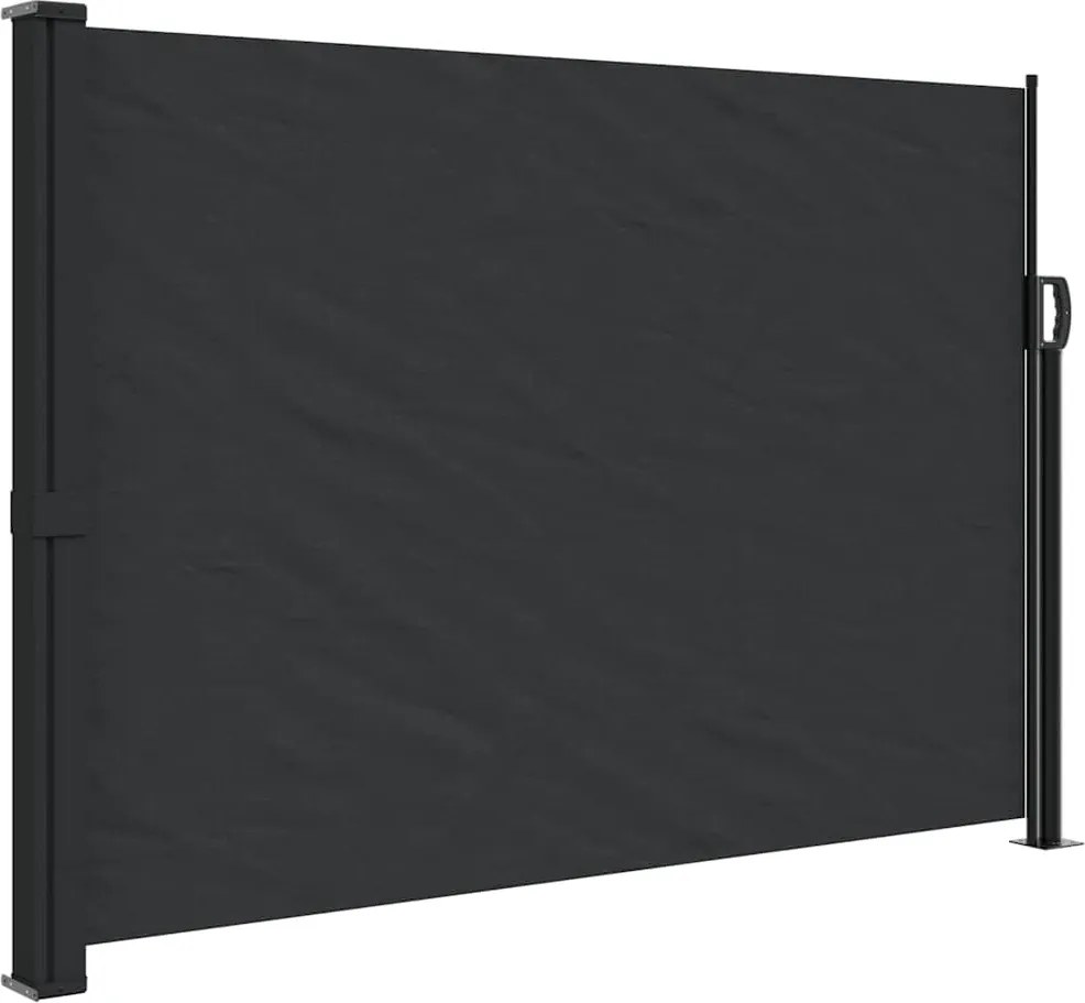 Fekete behúzható oldalsó napellenző 140 x 500 cm