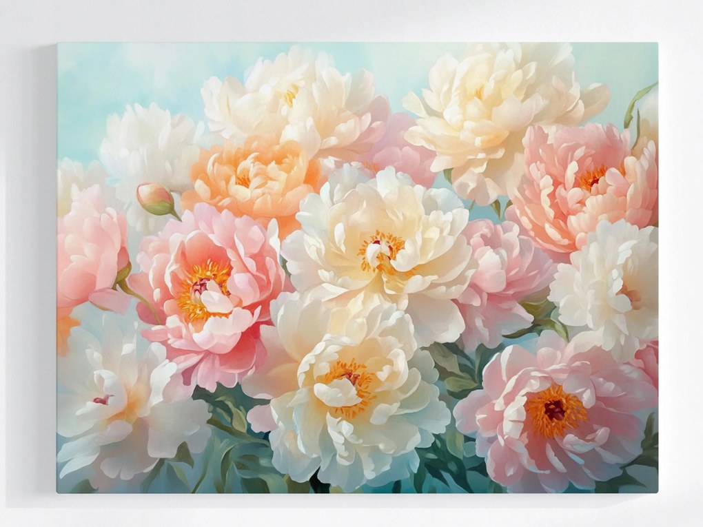 Vászonkép Canvas Dekoráció Csokor Virágok Bazsarózsa 80x60