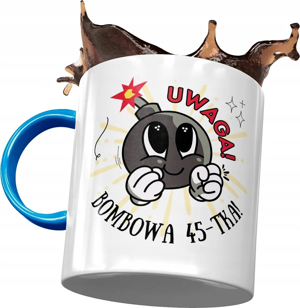 Kék Bögre Születésnapra 45 45-es 45-ös, fényképes Nyomtatással