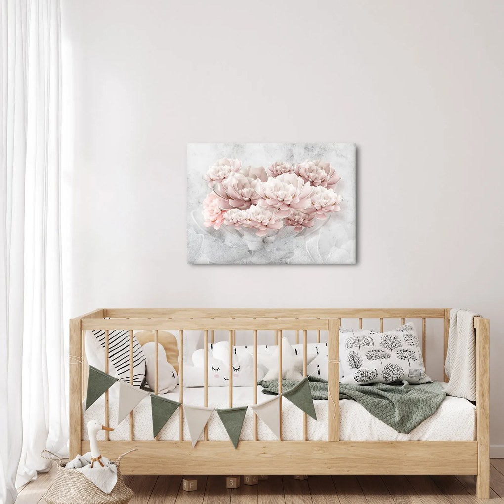 Kép - Rózsaszín virágok a falon (70x50 cm)