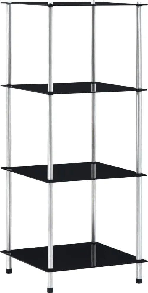 vidaXL 4 szintes fekete edzett üveg polc 40 x 40 x 100 cm
