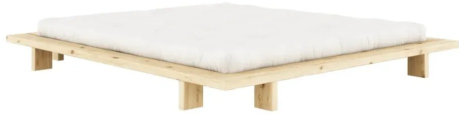 Natúr színű borovi fenyő franciaágy ágyráccsal 180x200 cm Japan – Karup Design