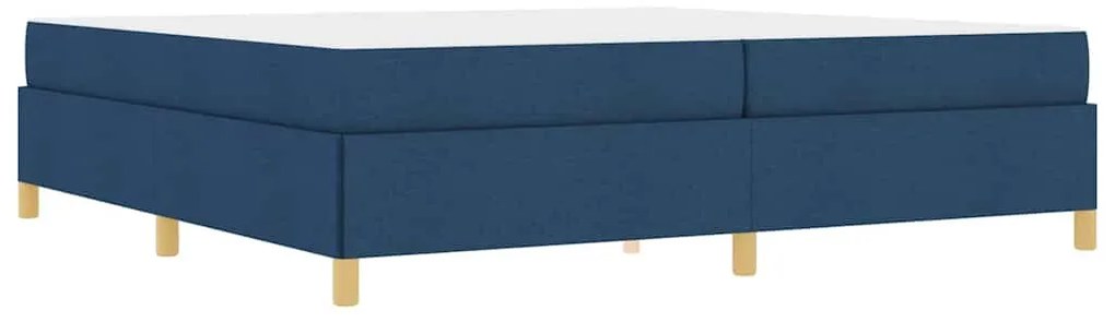 Boxrugós ágy Kék és Sötétkék és Fehér 200 x 200 cm szövet