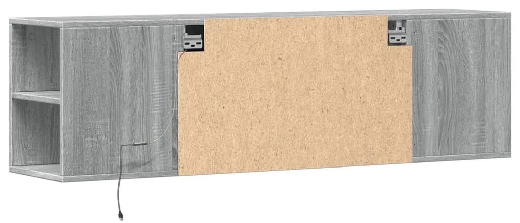 szürke sonoma színű fali TV-szekrény LED-del 135x31x39,5 cm