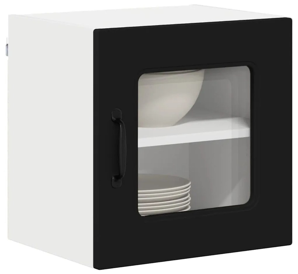 Fali konyhaszekrény polcokkal Fekete 40 x 31 x 40 cm Faanyag