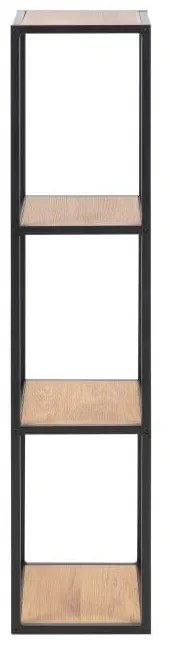 Fekete-natúr színű fali könyvespolc tölgyfa dekorral 37x108 cm Seaford – Actona
