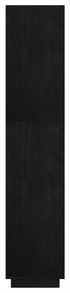 fekete tömör fenyőfa könyvszekrény/térelválasztó 60x35x167 cm