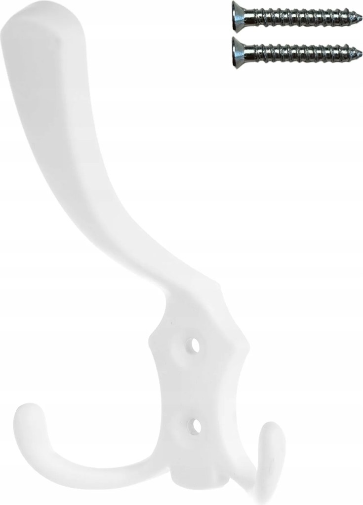 Akasztó 3 karos csavarozható Fehér hármas akasztó a fürdőszobai ruhákhoz