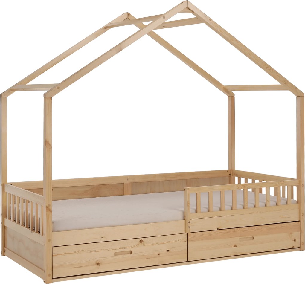 Montessori ágy, 90x200, természetes, tömör, BIANKA