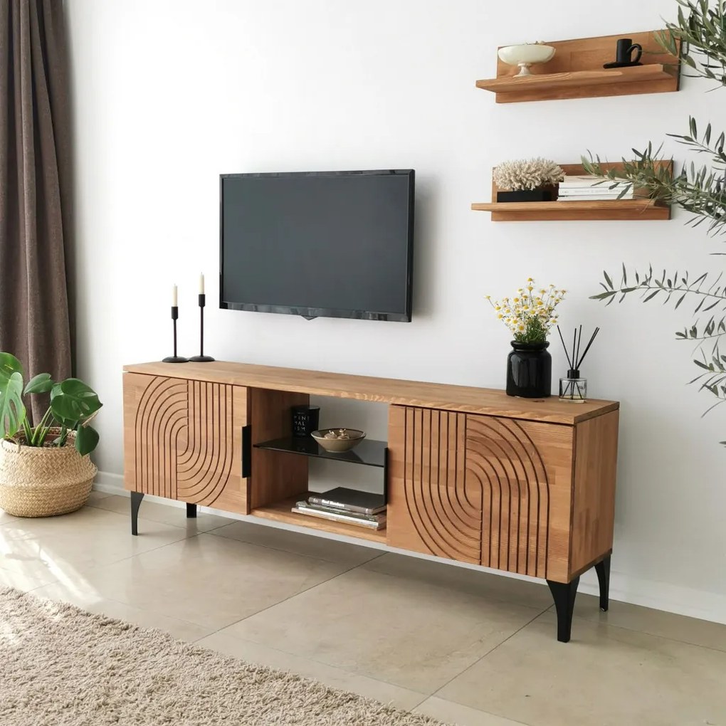 Lidya fém TV-állvány, tölgy, 50 cm
