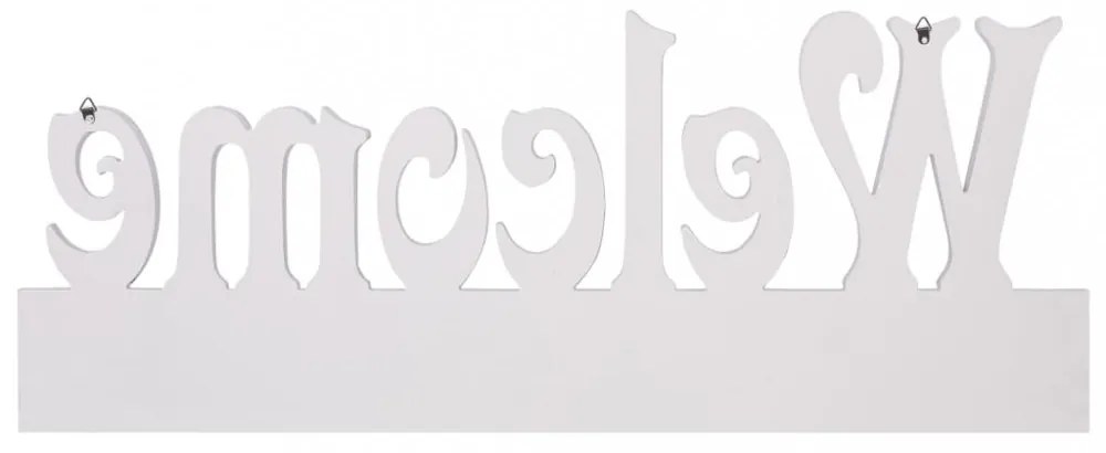 fehér WELCOME" feliratú fali fogas 74 x 29,5 cm"