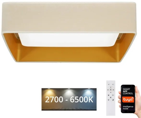 Brilagi-LED Dimmelhető VELVET SQUARE lámpatest LED/36W/230V Wi‑Fi Tuya + távvezérlő, krémszínű