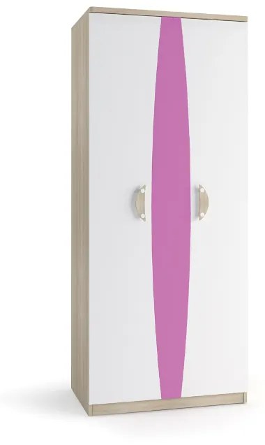 SPARTAN II SZ2D szekrény, sonoma tölgy/fehér, rózsaszín
