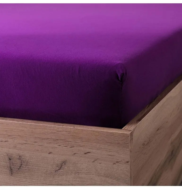 EMI lila 100% pamutjersey gumis lepedő, 90x200-as lap