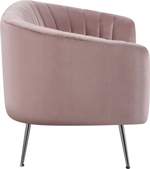 Design kétszemélyes kanapé, rózsaszín Velvet szövet/króm-ezüst, BAGY