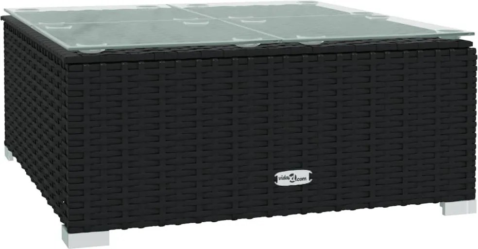 7 részes fekete polyrattan kerti ülőgarnitúra párnákkal