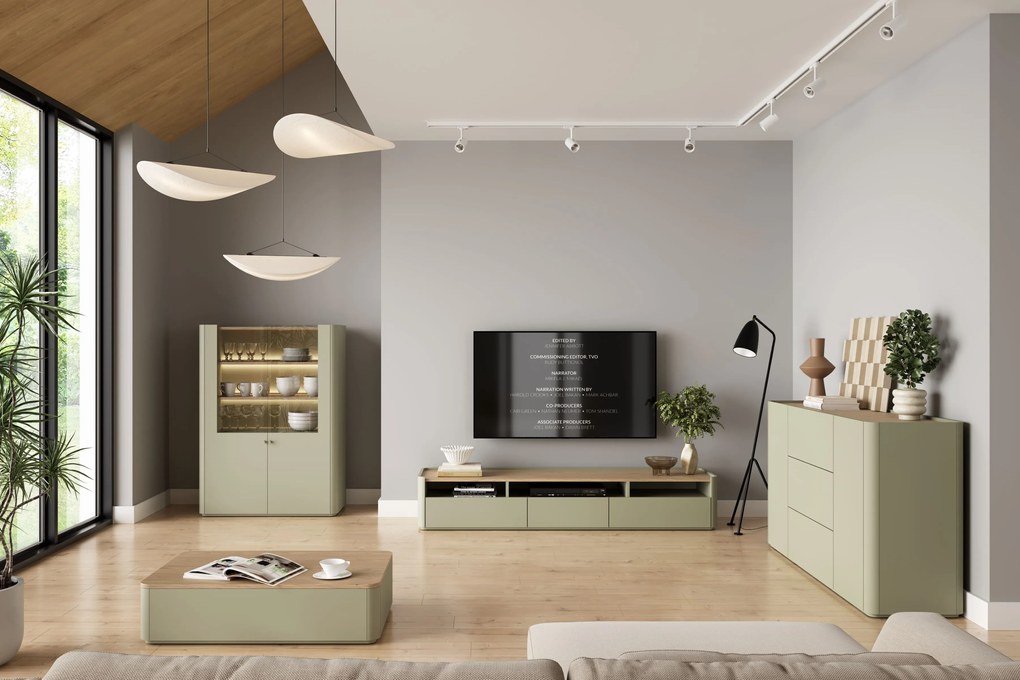 Elivo vitrines szekrény 100 cm kétajtós - eukaliptusz / baltic dune tölgy