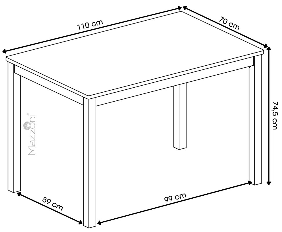 MAZZONI EXPORT TORINO étkezőgarnitúra asztal + 4 szék Fehér/Világosszürke (Savana 21 szövet) - FA ÉTKEZŐ GARNITÚRA KONYHÁBA/ÉTKEZŐBE