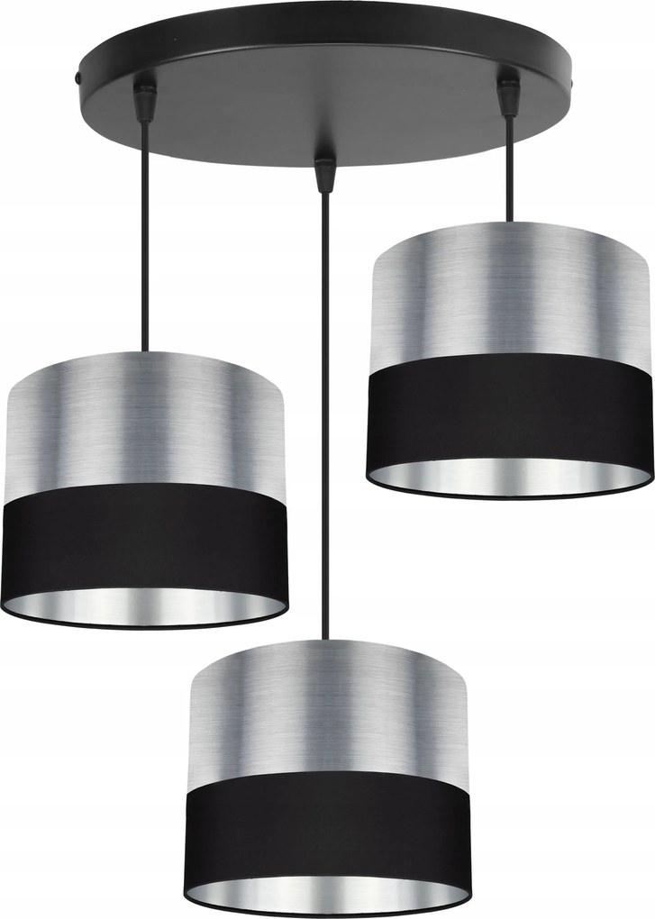 Mennyezeti Lámpa Függeszték Csillár Hármas Lámpabúra Króm Fekete Glamour