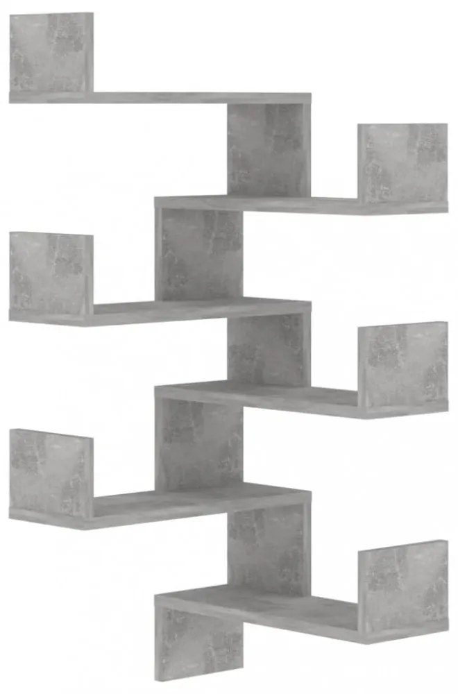 2 db betonszürke szerelt fa fali sarokpolc 40 x 40 x 50 cm