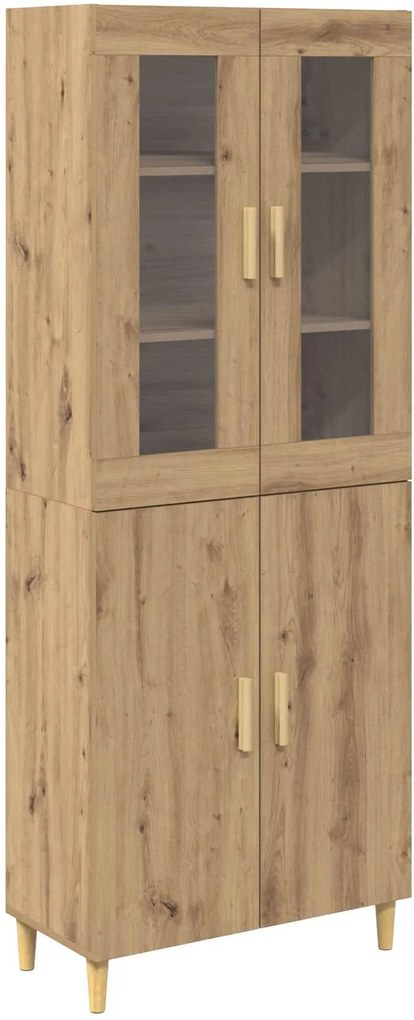 vidaXL Magasfiú Artisan tölgy 69,5 x 34 x 180 cm Műanyag Fa és Üveg