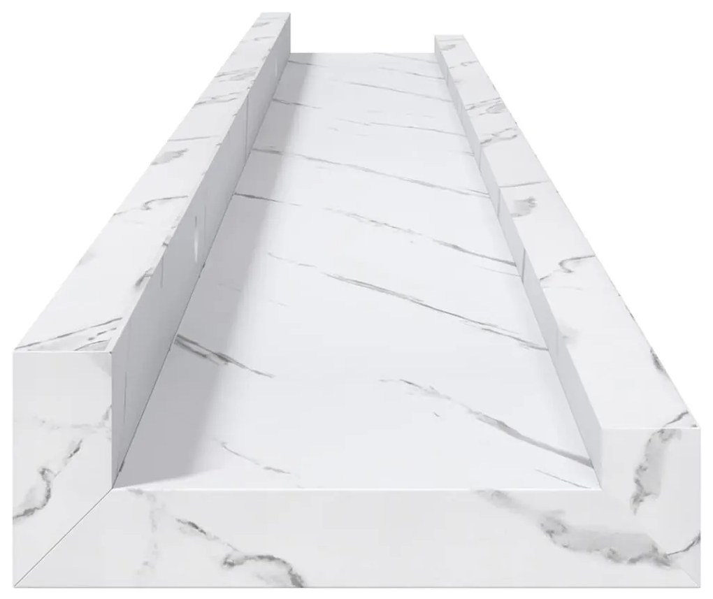 Falpolc polcokkal 2 pcs Fehér márvány 80 x 9 x 3 cm Faanyag