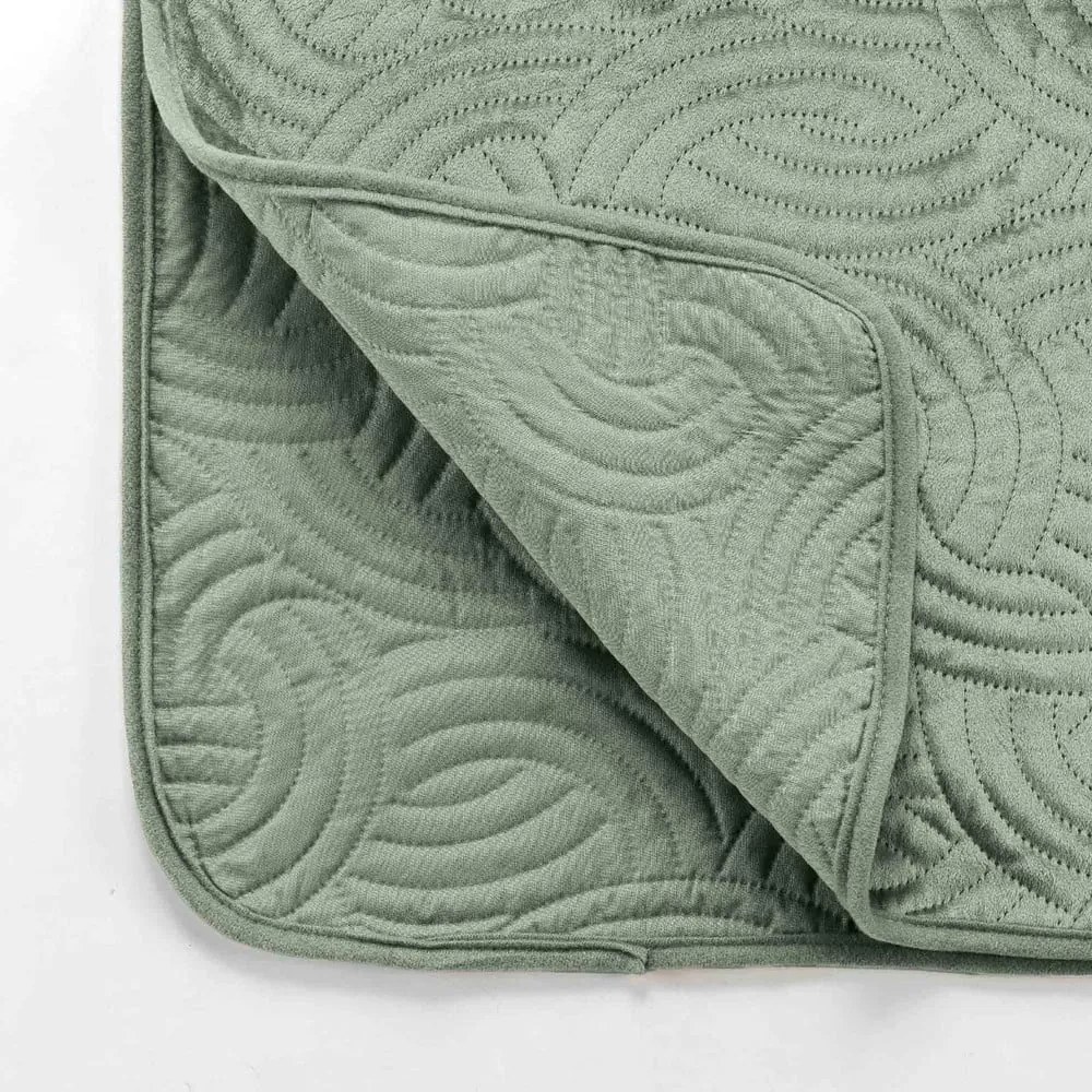 Zöld bársony ágytakaró és párnahuzat szett 240x260 cm Solange – douceur d'intérieur