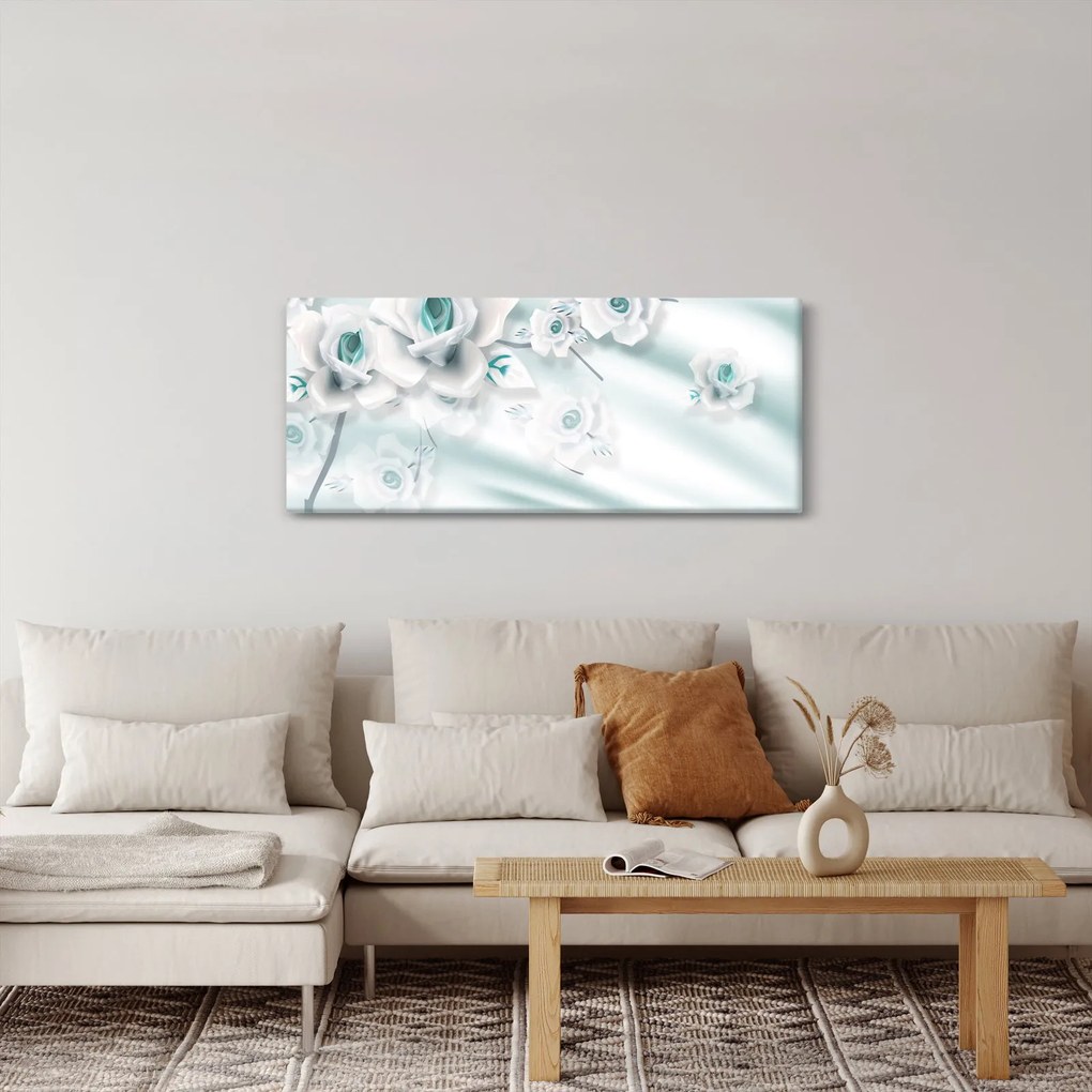 Kép - Türkiz rózsa virágok (120x50 cm)