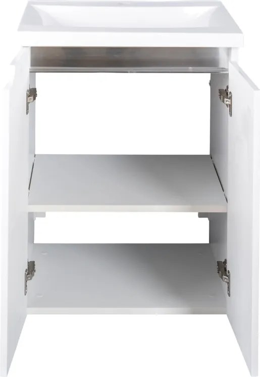 Piramida EURIDIKA fali /álló fürdőszobabútor - műmárvány mosdóval - 2 ajtós - 60 x 75 x 46 cm