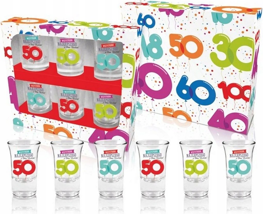 Üveg Szülinapi Betűk 50 db-os szett 6 db pohár 35 ml