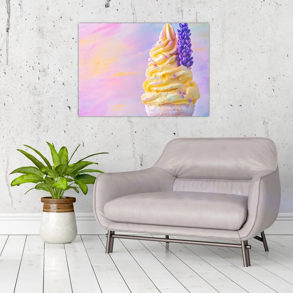 Üveg kép - Levendulás fagylalt (70x50 cm)