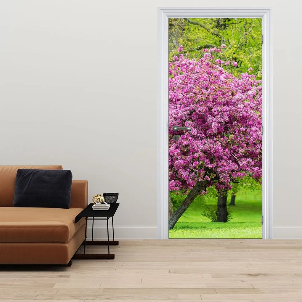 Fotótapéta ajtóra - Virágzó fa a réten (95x205cm)