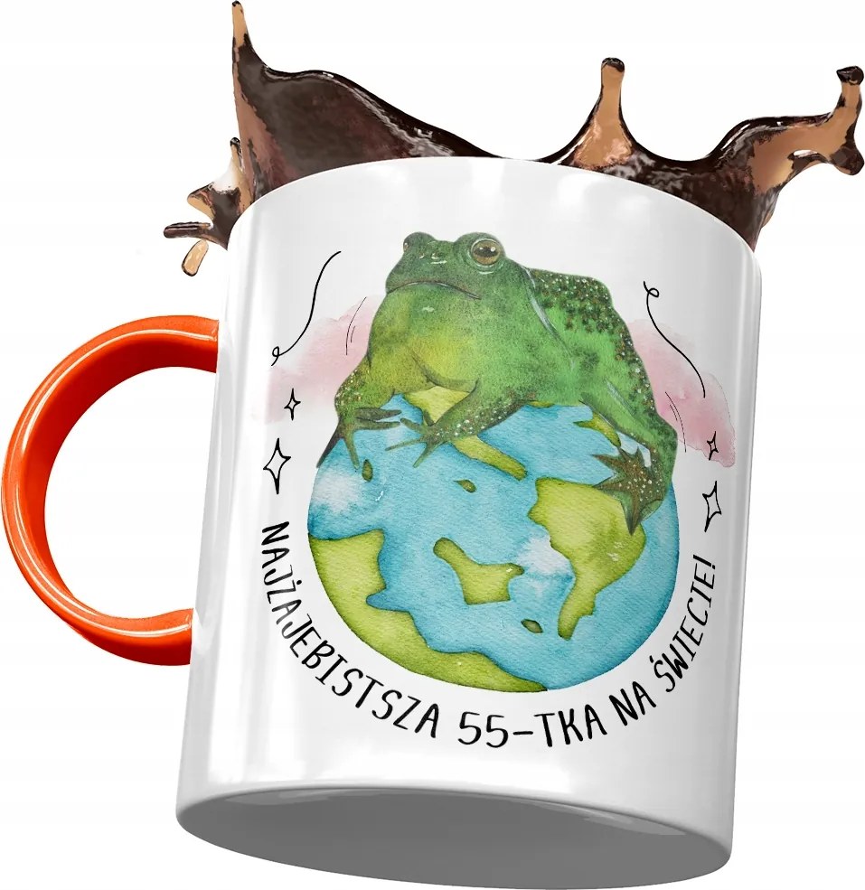 Narancssárga bögre Születésnapra 55 55-es 55-ös, fényképes nyomattal