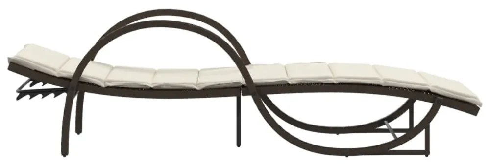 barna polyrattan napozóágy párnával 60 x 199 x 42 cm