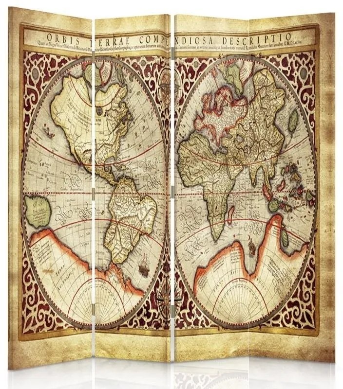 Gario Paraván Régi világtérkép Méret: 145 x 170 cm, Kivitelezés: Klasszikus paraván
