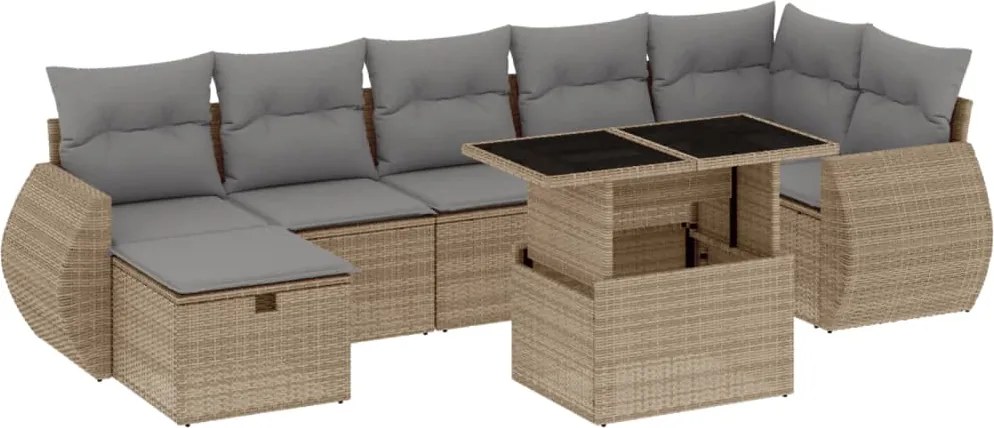 vidaXL 8 részes bézs polyrattan kerti ülőgarnitúra párnával