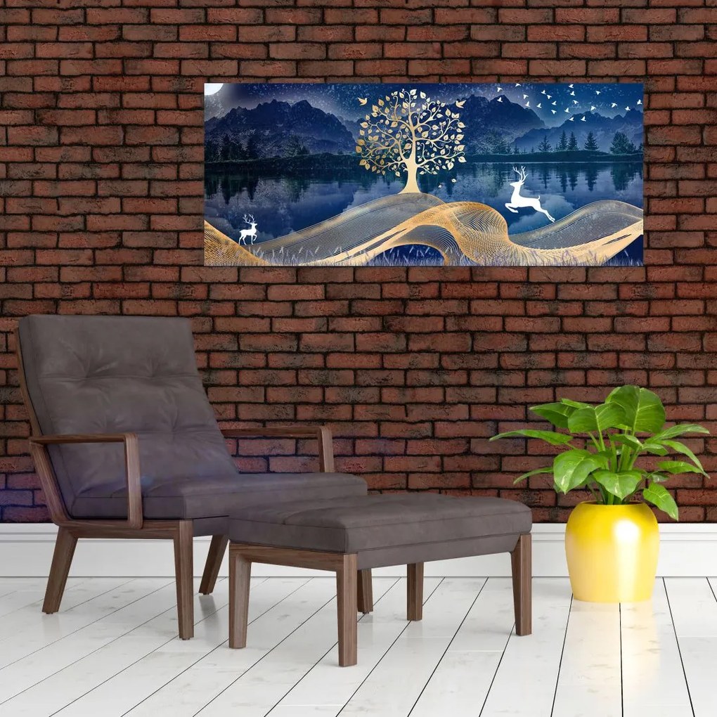 Szarvas képe teliholdkor (120x50 cm)