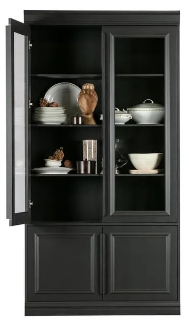 Fekete borovi fenyő tálalószekrény 110x215x44 cm Organize – WOOOD