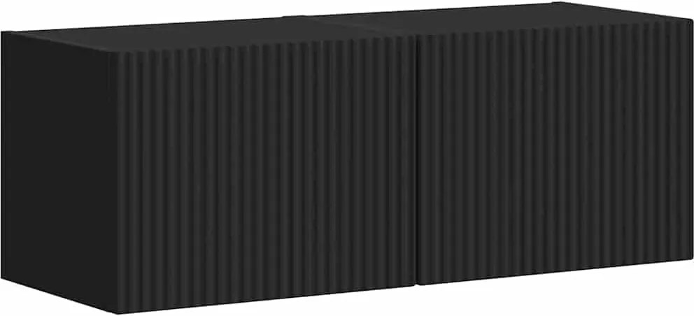 vidaXL TV Fali Szekrény 2 pcs Fekete 60 x 31 x 29.5 cm Faanyag