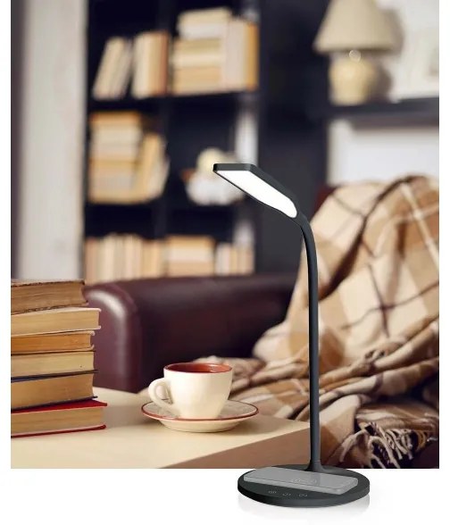 Nedis LTLGQ4M2BK - Dimmelhető lámpa vezeték nélküli töltéssel Qi LED/5,5W/230V 2700-6500K