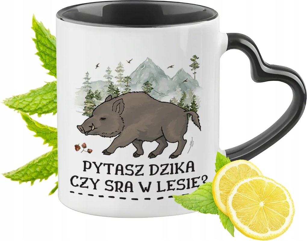 Vicces Bögre Fekete Szív Alakú Füllel Ajándék